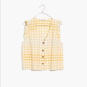 Madewell Ruffle Button-front Tank in Ombré Gingham